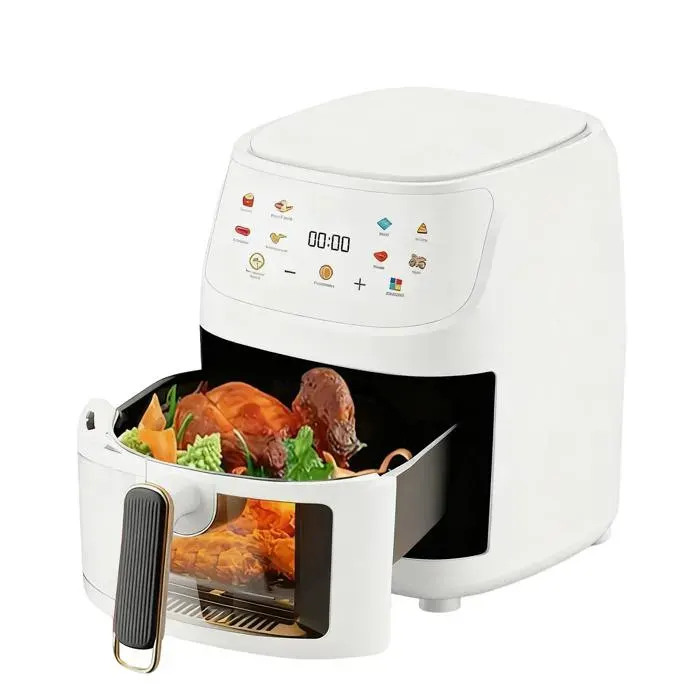 Friteuse à air sans huile 8L - 2400 W Friteuse à air - Écran tactile - Visuel - 8 Programmes - Blanc Friteuse à air