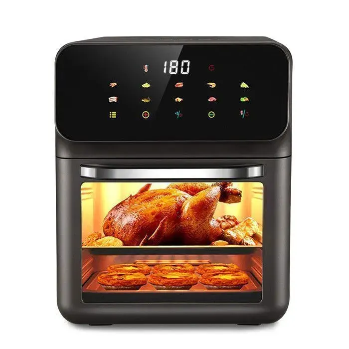 Friteuse à Air Sans Huile Air Fryer 10L 2200W 10 Programmes Écran Tactile Fenêtre Transparente Nettoyage Facile