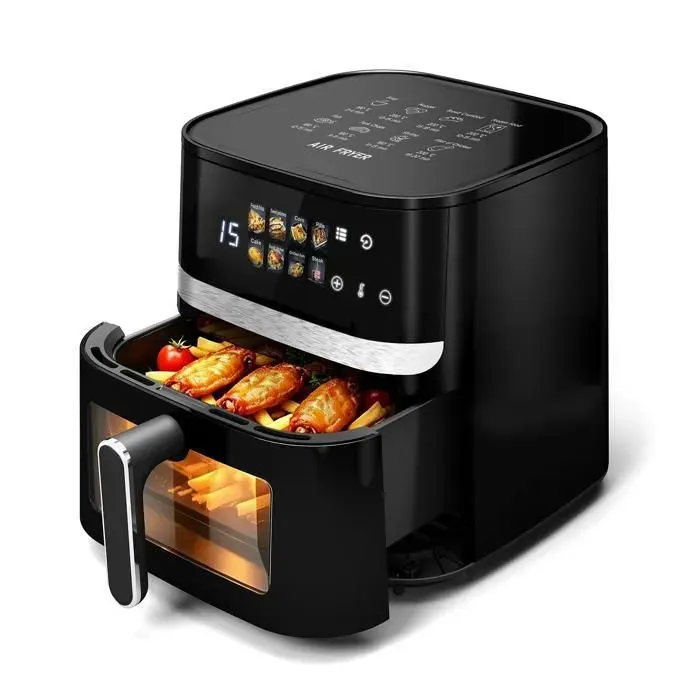 Friteuse à Air Sans Huile Air Fryer 6.5L 8 Programmes de Cuission Écran Tactile LCD 1350W