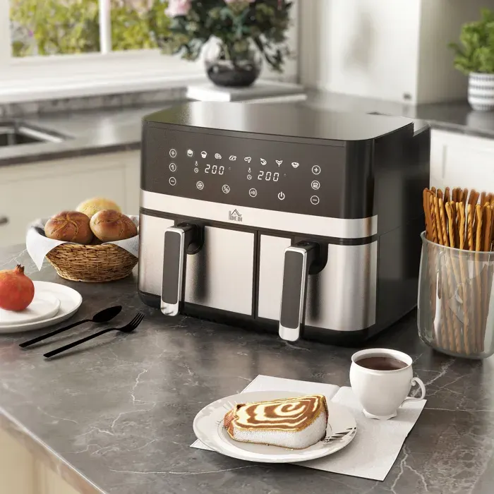 Friteuse à air sans huile double compartiment 85 L 2700 W - 8 programmes température réglable minuterie