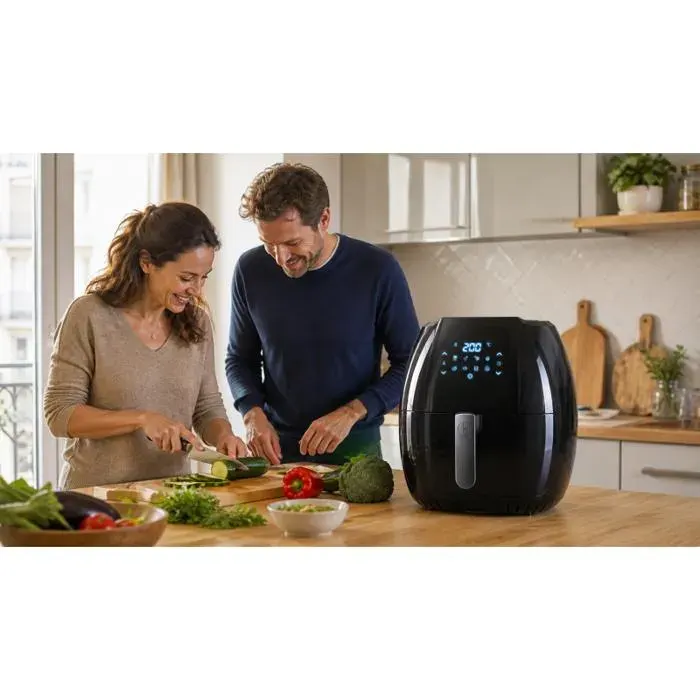 Friteuse air fryer 95L 2000W avec boutons sécurisés 8 programmes cuisson plage de température 80 à 200°C Air Fryer