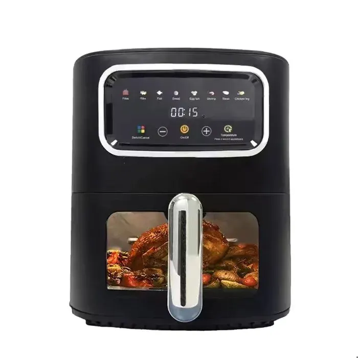 Friteuse Air sans Huile10L8 Prprogrammes1400WTempérature Max200°Cfenêtre de cuisson panneau Tactile LEDNoir