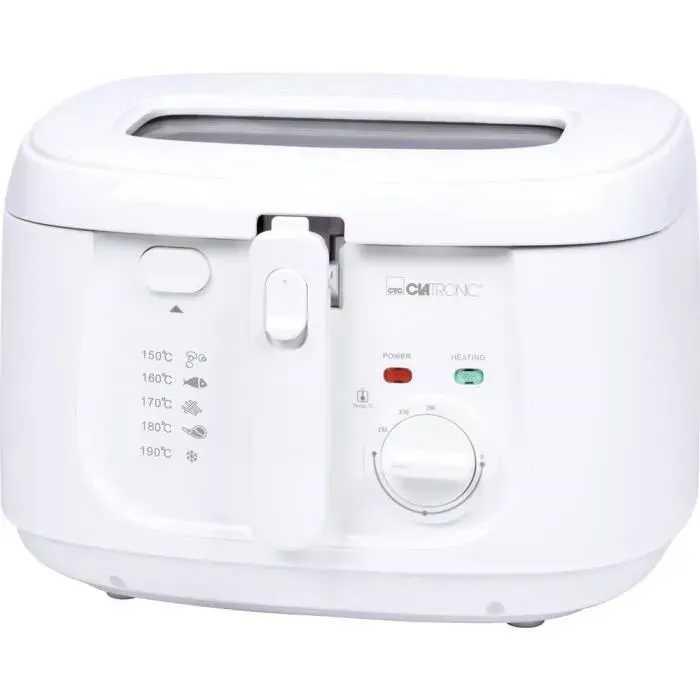 Friteuse - Clatronic - FR 3771 - 1800 W - Blanc - Température variable jusquà 190°C