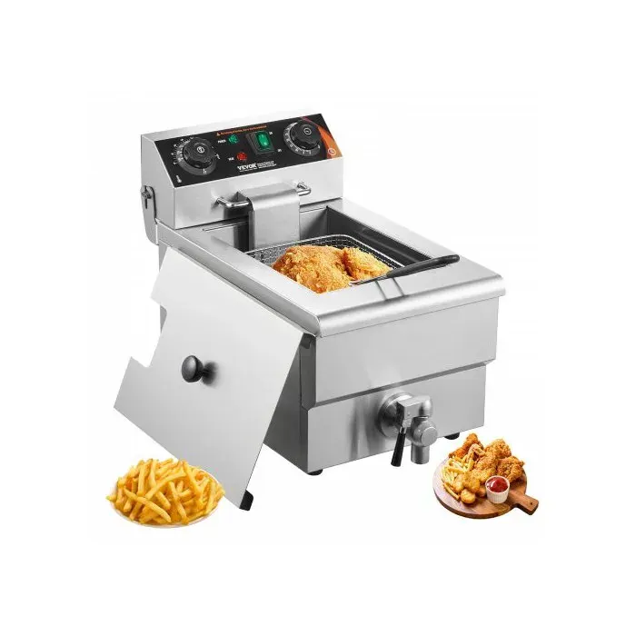 Friteuse commerciale 3000 W friteuses à bain dhuile électrique avec panier en acier inox 9 L avec contrôle du temps et de