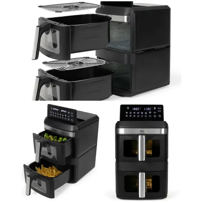 Friteuse double numérique - LIVOO - Marmiton - 13 L (2x65 L) - 2800 W - Écran tactile rabattable — coloris Noir