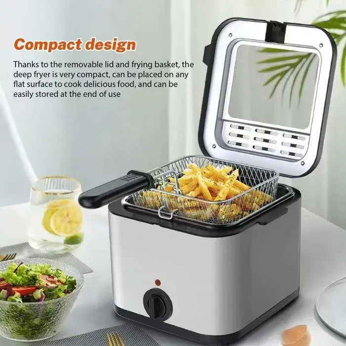 Friteuse Électrique - 1000 W/2.5L - 0% BPA - 80-190℃ température réglable - Sûr et durable - Friteuse