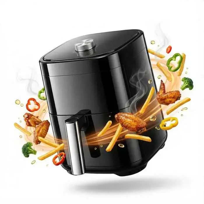 Friteuse électrique 1200 W 4 L réglage intelligent 80 °C-200 °C 0-60 minutes fenêtre transparente portable noir