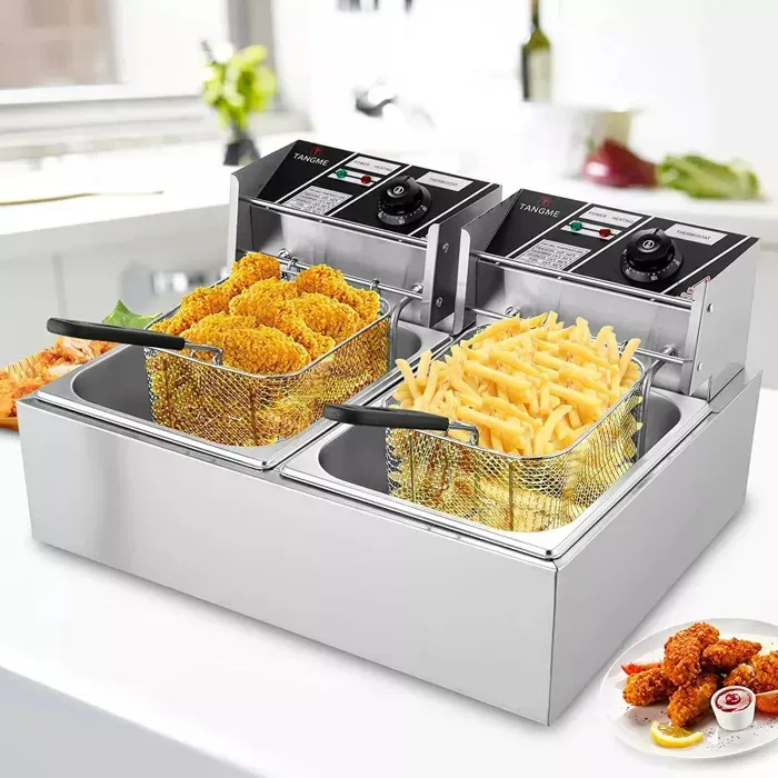 Friteuse Électrique 12LAcier Inox5000W60 ~ 200 ℃Avec indicateur LED et PanierThermostat réglable