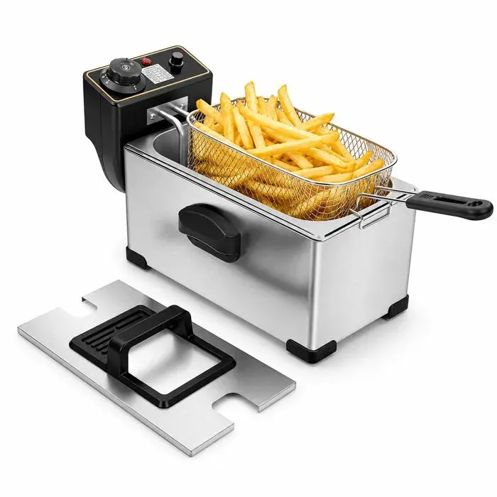 Friteuse Électrique 3L Thermostat réglable 190°C Fenêtre Parois Froides Protection surchauffe - Friteuse à huile Inox 2000W