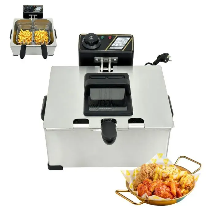 Friteuse Électrique 5L Transparente - Inox Épais Thermostat 60-200°C 3 Paniers Amovibles - Idéal pour Frites Beignets et Snacks