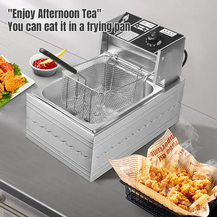 Friteuse Électrique 6L - 2500W Friteuse - 50-200℃ température réglable - friteuse électrique en acier inoxydable