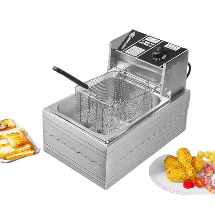 Friteuse Électrique 6L Avec 50-200℃ régulateur de Température 2500W Acier Inoxydable Pièces Amovibles Facile à Nettoyerpour