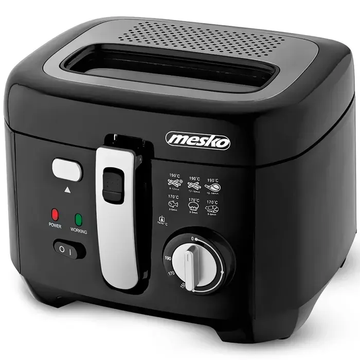 Friteuse Électrique à Huile 25 L Température Réglable Cuve Amovible Mesko MS 4908 1800W Noir