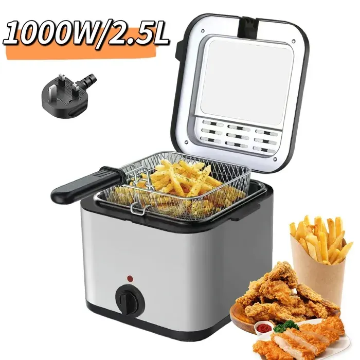 Friteuse Électrique avec panier à friture - 1000W - Capacité 25L - 0% BPA - 80-190℃ température réglable - Sûr et durable-Friteuse