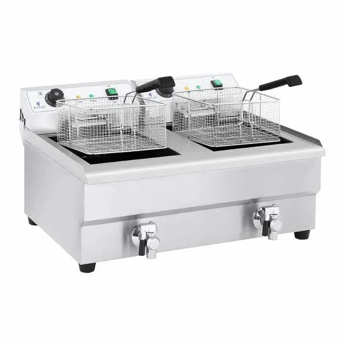 Friteuse électrique de restaurant double professionnelle 2 x 3 200 watts 2 x 16 litres