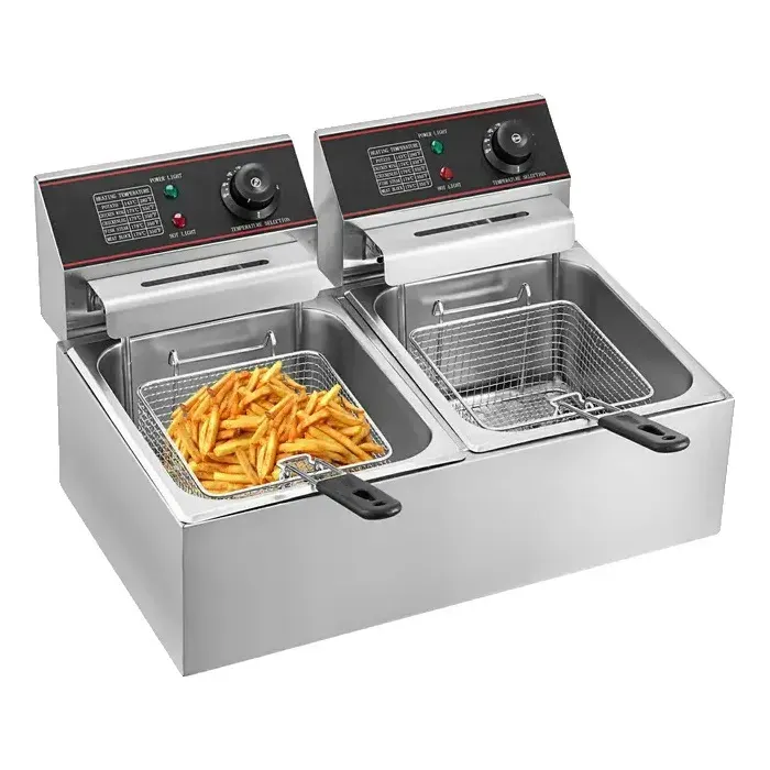 Friteuse Électrique Design à Double Réservoir Capacité de Chauffage Rapide Type A (12L) Double Réservoirs