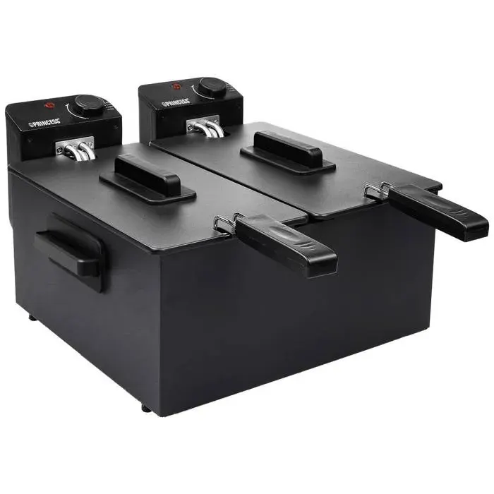 Friteuse électrique double cuve Princess 183028 - 6 L - 8 portions - 12 kg - 3600 W - Noire