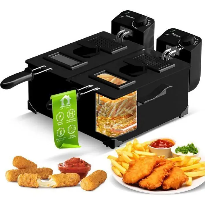 Friteuse électrique double cuve - TURBOTRONIC - TurboTronic DF2 - 2x3L (6L) - 3600W - Thermostats indépendants