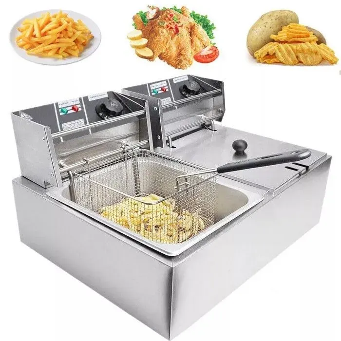 Friteuse électrique double réservoir électrique friteuse commerciale 12 L grande capacité pour restaurants rapides snack-bars
