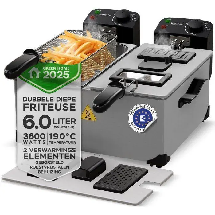 Friteuse électrique double - TURBOTRONIC - DF-2 Duo - 2×3 L - 3 600 W - Zone froide