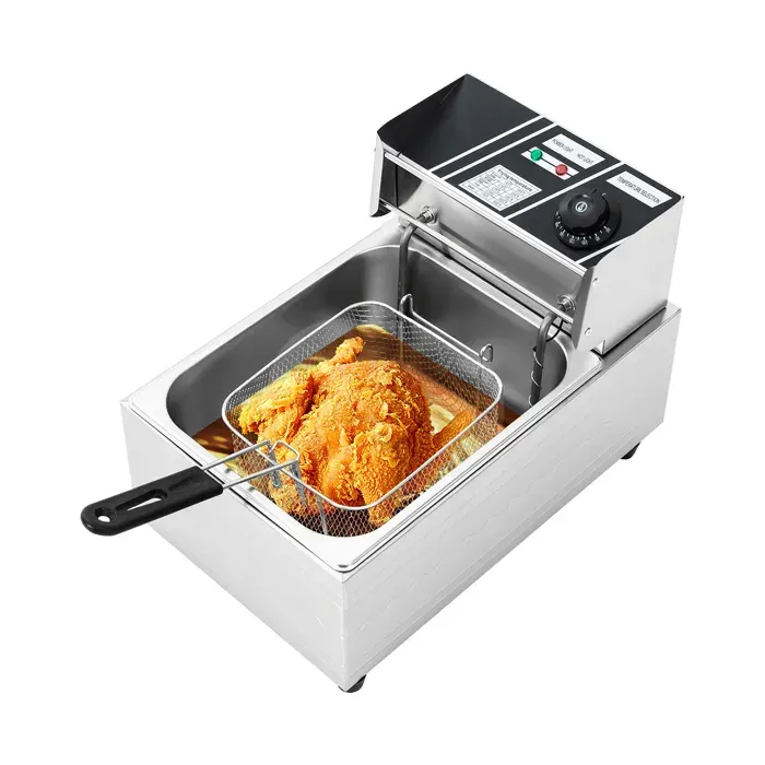 Friteuse électrique en acier inoxydable de 6 l 2500 W à zones froides de 60 à 200 °C avec contrôle de la température