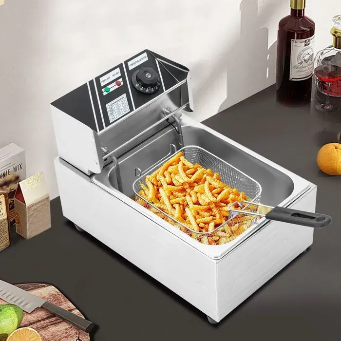 Friteuse Électrique Monocylindre - Friteuse Électrique 6L - Friteuse Électrique Commerciale avec Panier - Friteuse Électrique 2.5KW