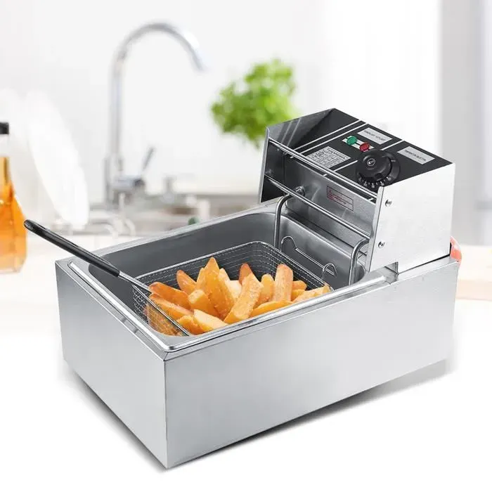 Friteuse Électrique - OMABETA - FLB800 - Acier Inoxydable - 6 Litres - Température 200°C