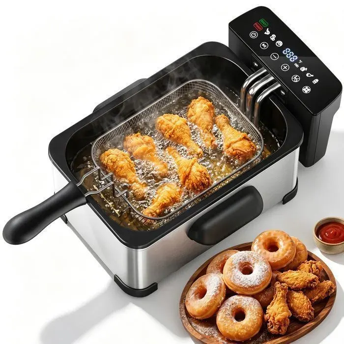 Friteuse Électrique Patbrela 3.2L 1700WAvec Fenêtre VisualisationÉcran Tactile Filtre À Huile AutomatiqueChauffage Rapide