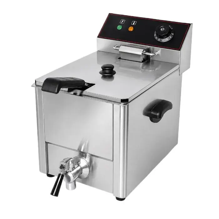 Friteuse Électrique Professionnelle 6 Litres – 1 Cuve 1 Panier – Vanne de Vidange – 3600 W