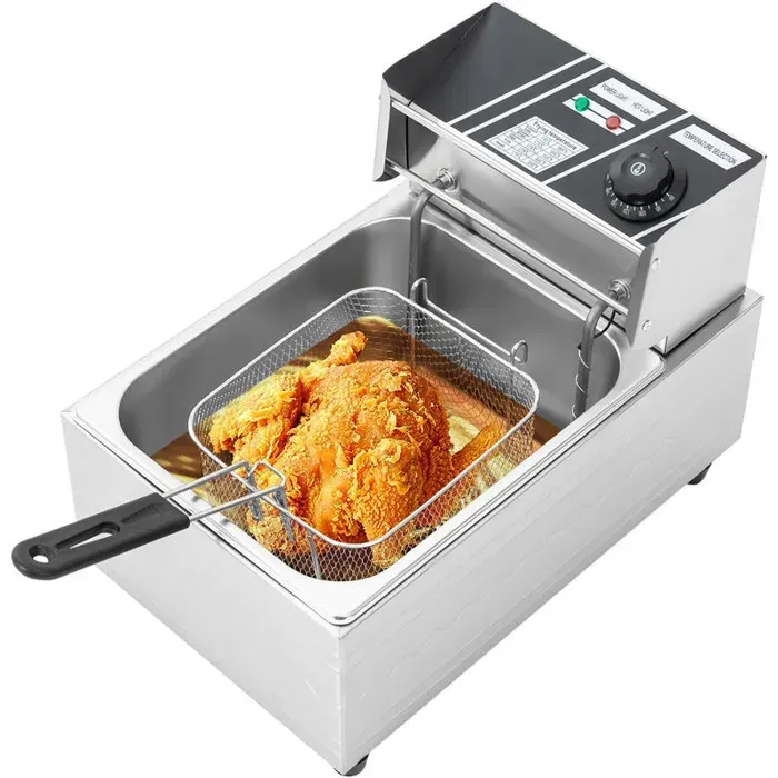 Friteuse Electrique Professionnelle En Acier Inoxydable 6L 2500W Friteuse Avec Huile De Cuisine 220V Friteuse Electrique De