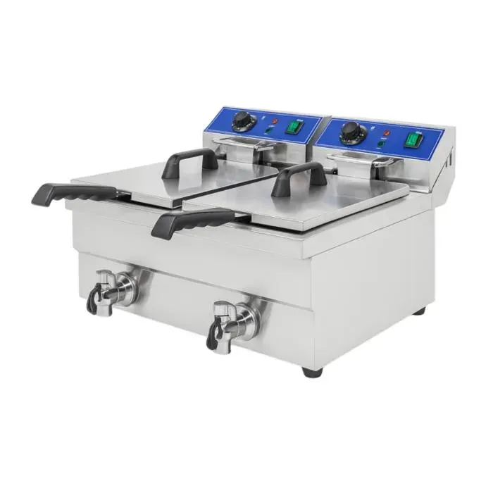 Friteuse électrique professionnelle - PESAGE MB - 2x10 L (20 L) - 7200 W - Vannes de vidange - Inox