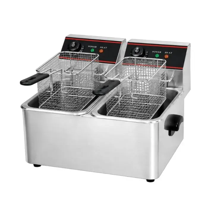 Friteuse électrique professionnelle - PESAGE MB - 2x4L - 2x25 kW - Monophasé 230V - Inox 8L (4+4)
