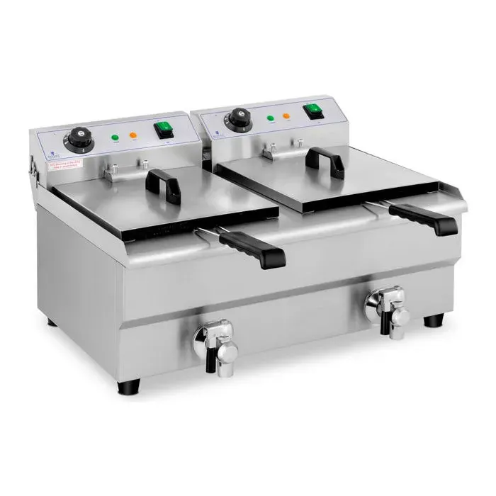 Friteuse électrique professionnelle restaurant 2 x 13 litres robinets de vidange 14_0001787