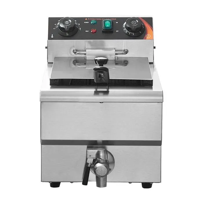 Friteuse Électrique Professionnelle Uimoso SC-101V 9L 3000W - Bain dHuile en Inox avec Vanne de Vidange Minuterie et Panier