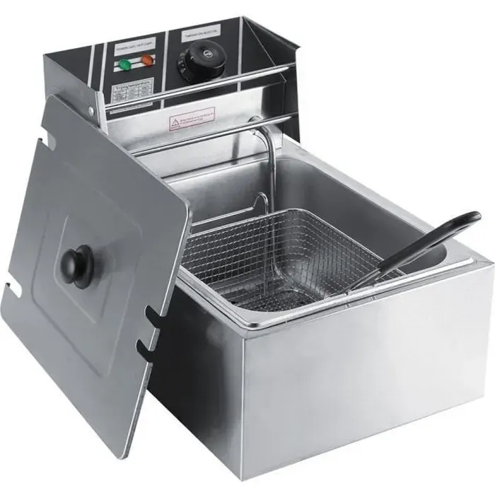 Friteuse Électrique Profonde 6L - GAR - Acier Inoxydable - 2500W - Minuterie - Température Variable