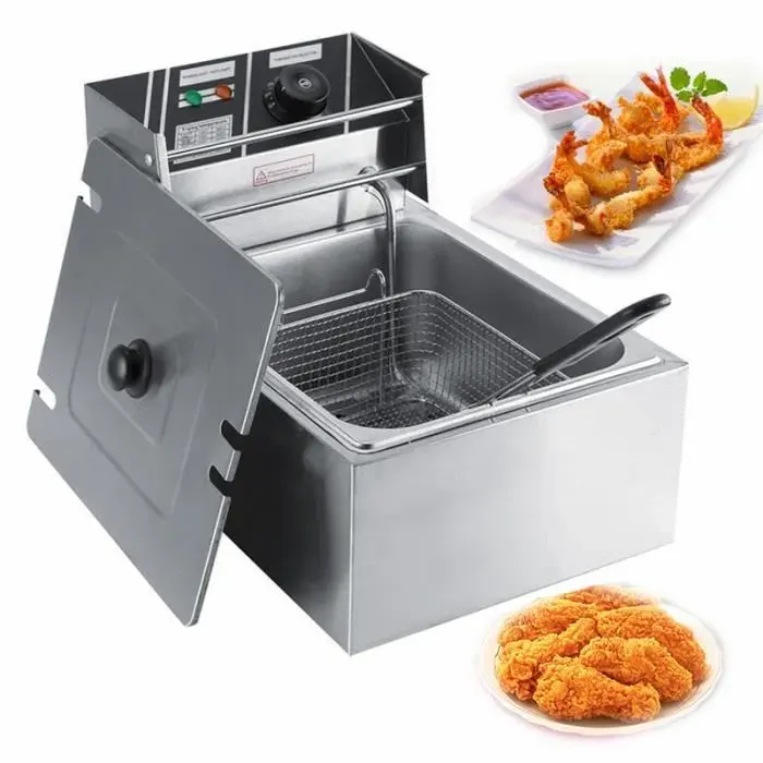Friteuse électrique - YES - 6L - Acier inoxydable - Température max 200°C - Panier inclus