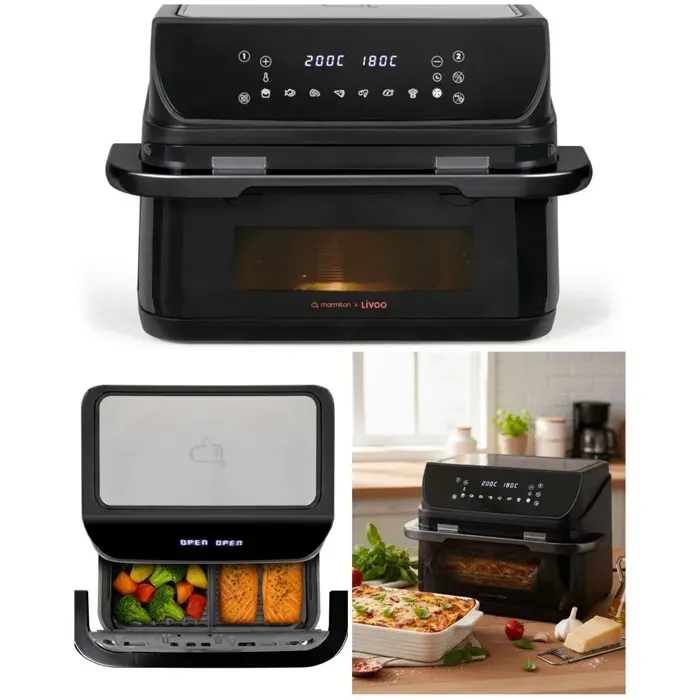 Friteuse - LIVOO - Friteuse Double Numérique-Marmiton - AIR FRYER - 10 L - 2400 W