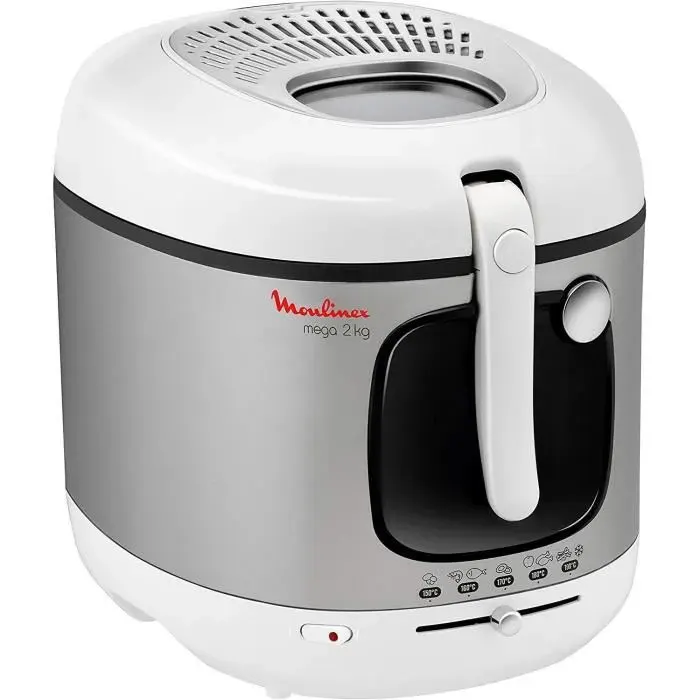 Friteuse - Moulinex - AM480070 MEGA XXL - 2 kg - Cuve amovible antiadhésive - Filtre anti-odeur — coloris Gris