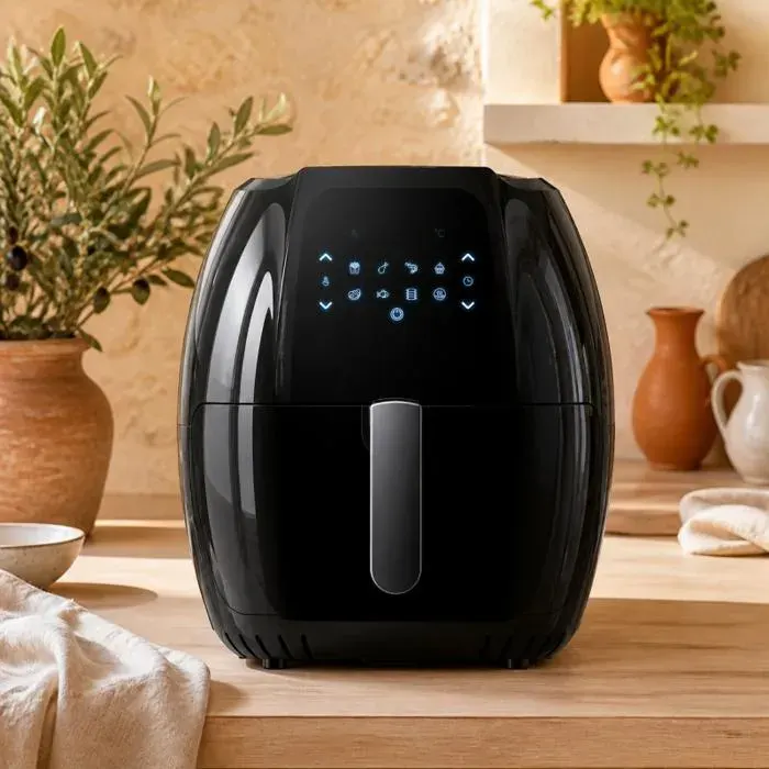 Friteuse multifonction avec 8 modes cuisson boutons sécurisés plage de chaleur 80 à 200°C Air Fryer