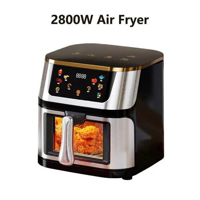 Friteuse Sans Huile 12L 2800W Écran Tactile Couleur & Vitre Transparente 210°C 8 Min Sans Retournement