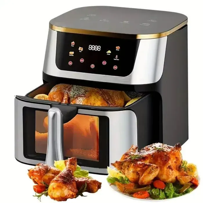 Friteuse Sans Huile 12L 2800W Four à Air Multifonction avec Fenêtre Visible Ecran Tactile LED 6 Programmes 210℃ Haute Température