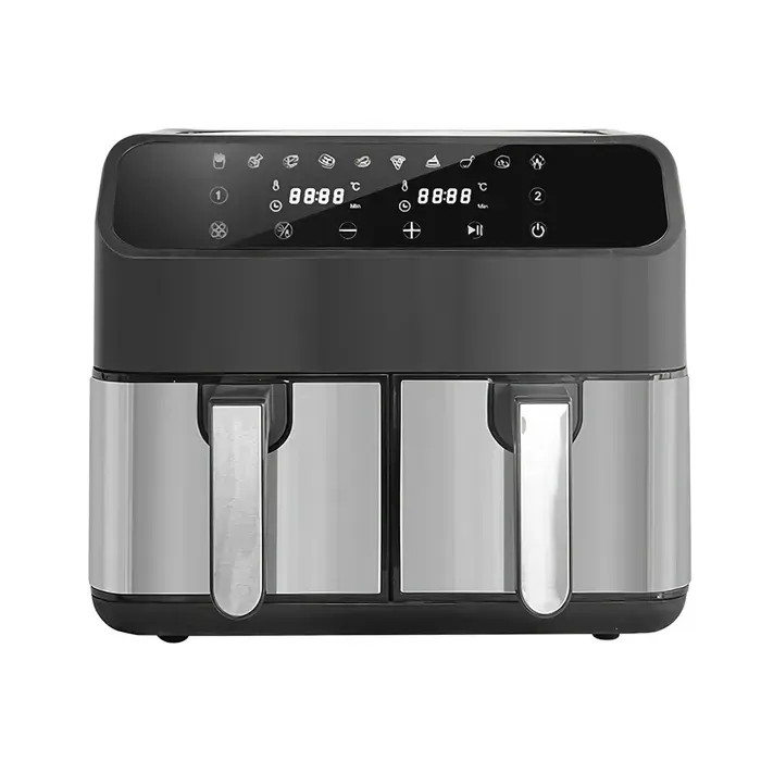 Friteuse Sans Huile 2000W 2 Plateaux 4L Double Température Température Ajustable de 80 à 220 ℃ 10 Programmes Écran LED Tactile