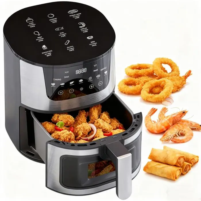 Friteuse Sans Huile 7 Litres 1400 W Nettoyage Facile Écran Tactile LED Température Maximale 210 °C Friteuse à Air avec Minuterie