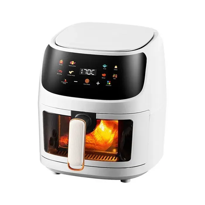 Friteuse Sans Huile 8 L 2400W Air Fryer avec Fenêtre Visible Airfryer avec LED Écran Tactile Friteuse à Air Chaud avec 8