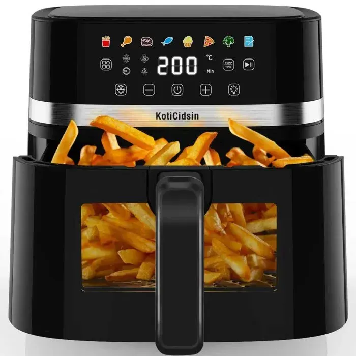 Friteuse Sans Huile 85L KotiCidsin Air fryer 2000W avec fenêtre Écran Tactile LED 8 Programmes Prédéfinis Pour 8 Personnes