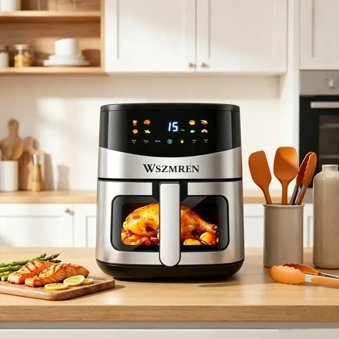 Friteuse sans huile 8L Air Fryer – écran digital 8 programmes vitre visualisation cadeau famille