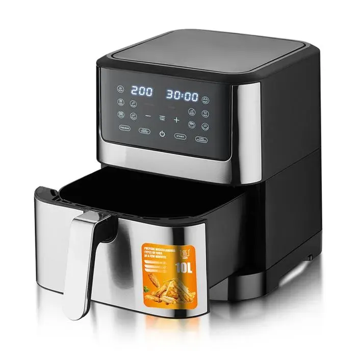 Friteuse sans huile- 8l airfryer 2800w - Lazozo - 10 programmes panier amovible cuisson ecran led tactile hd noir — coloris Noire