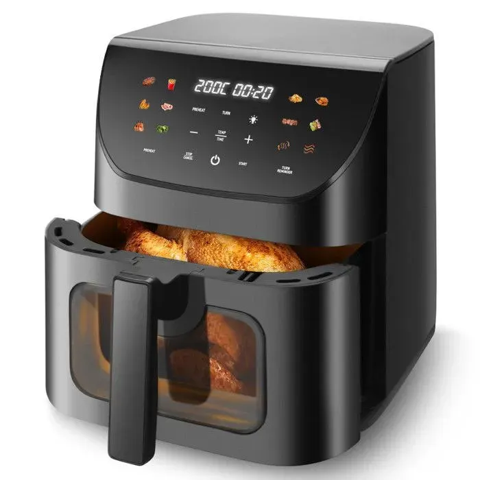 Friteuse Sans Huile 8L avec 12 Programmes - 1700W Air Fryer 0% BPA avec Fenêtre Visible Écran Tactile LCD