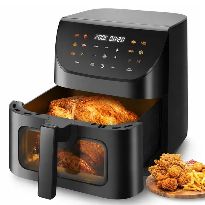 Friteuse Sans Huile 8L XXL - 1700W Air Fryer 12 Programmes Écran Tactile 0% BPA Fenêtre Visible Cadeau Famille