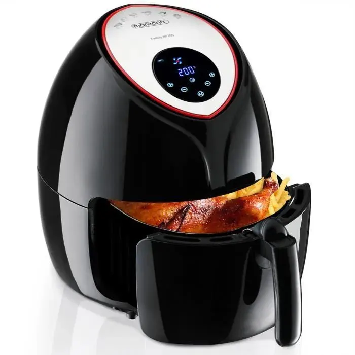 Friteuse sans huile 9en1 Friteuse électrique 65 L 1850W noir Avec température réglable Livre de recettes